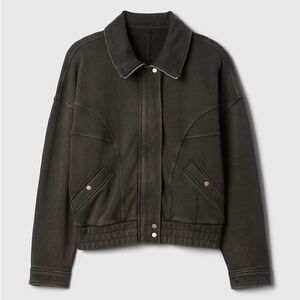 GAP Women's Dark Gray Terry Cotton Bomber Jacket